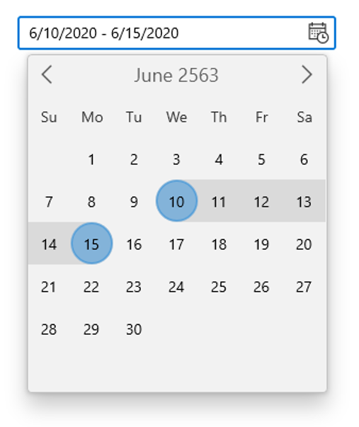 WinUI Calendar DateRange Picker