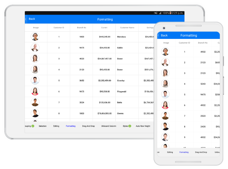 Xamarin.Android DataGrid 